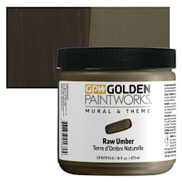 Golden Paintworks Mural and Theme Acrylic Paint - Raw Umber, 16 oz, Jar and swatch