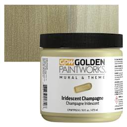 Golden Paintworks Mural and Theme Acrylic Paint - Iridescent Champagne, 16 oz, Jar and swatch