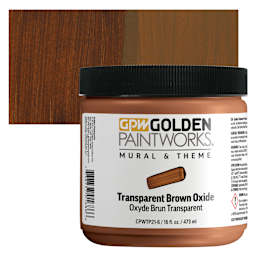 Golden Paintworks Mural and Theme Acrylic Paint - Transparent Brown Oxide, 16 oz, Jar and swatch