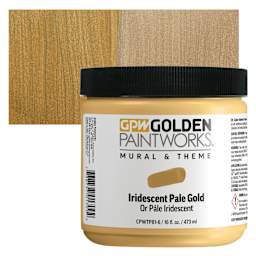 Golden Paintworks Mural and Theme Acrylic Paint - Iridescent Pale Gold, 16 oz, Jar and swatch