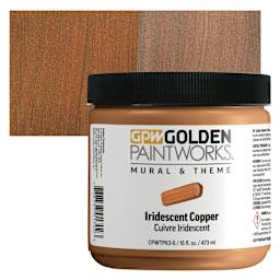 Golden Paintworks Mural and Theme Acrylic Paint - Iridescent Copper, 16 oz, Jar and swatch