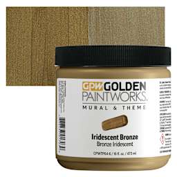 Golden Paintworks Mural and Theme Acrylic Paint - Iridescent Bronze, 16 oz, Jar and swatch