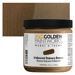 Golden Paintworks Mural and Theme Acrylic Paint - Iridescent Statuary Bronze, 16 oz, Jar and swatch