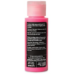 FolkArt Multi-Surface Neon Blacklight Acrylic Paint - Pink, 2 oz, Bottle (Back)
