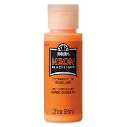 FolkArt Multi-Surface Neon Blacklight Acrylic Paint - Orange-Yellow, 2 oz, Bottle (Front)