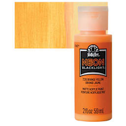 FolkArt Multi-Surface Neon Blacklight Acrylic Paint - Orange-Yellow, 2 oz, Bottle and swatch