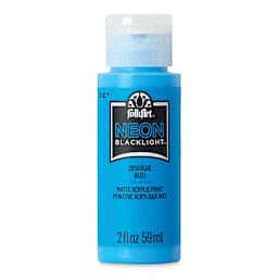 FolkArt Multi-Surface Neon Blacklight Acrylic Paint - Blue, 2 oz, Bottle (Front)