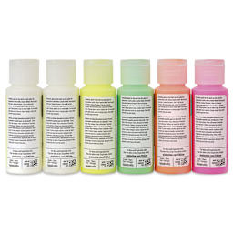 FolkArt Glow In The Dark Acrylic Paints - Set of 6, Assorted, 2 oz Bottles back