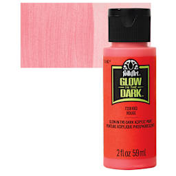 Plaid FolkArt Glow In The Dark Acrylic Paint - Red, 2 oz, Bottle and swatch