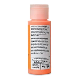 FolkArt Glow In The Dark Acrylic Paint - Orange, 2 oz, Bottle (Back)