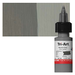 Tri-Art Low-Viscosity Artist Acrylic - Neutral Gray, 34 ml Tube and swatch