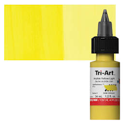 Tri-Art Low-Viscosity Artist Acrylic - Arylide Yellow Light, 34 ml Tube and swatch