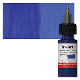 Tri-Art Low-Viscosity Artist Acrylic - Ultramarine Blue Classic, 34 ml Tube and swatch