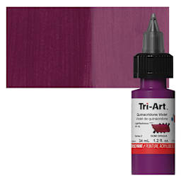 Tri-Art Low-Viscosity Artist Acrylic - Quinacridone Violet, 34 ml Tube and swatch