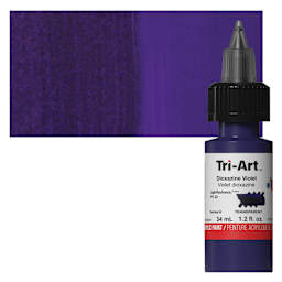 Tri-Art Low-Viscosity Artist Acrylic - Dioxazine Violet, 34 ml Tube and swatch