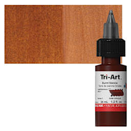Tri-Art Low-Viscosity Artist Acrylic - Burnt Sienna, 34 ml Tube and swatch