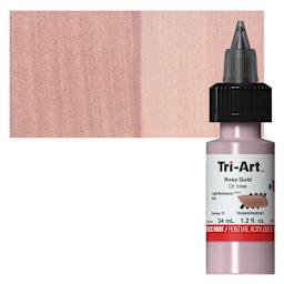Tri-Art Low-Viscosity Artist Acrylic - Rose Gold, 34 ml Tube and swatch