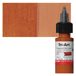 Tri-Art Low-Viscosity Artist Acrylic - Transparent Gold Oxide, 34 ml Tube and swatch