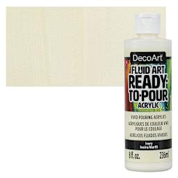 DecoArt Fluid Art Ready-To-Pour Acrylic - Ivory, 8 oz Bottle and swatch