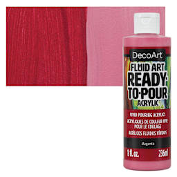 DecoArt Fluid Art Ready-To-Pour Acrylic - Magenta, 8 oz Bottle and swatch