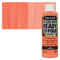 DecoArt Fluid Art Ready-To-Pour Acrylic - Coral, 8 oz Bottle and swatch