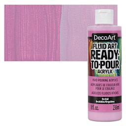 DecoArt Fluid Art Ready-To-Pour Acrylic - Orchid, 8 oz Bottle and swatch