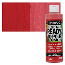 DecoArt Fluid Art Ready-To-Pour Acrylic - True Red, 8 oz Bottle and swatch