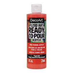 DecoArt Fluid Art Ready-To-Pour Acrylic - Poppy Red, 8 oz Bottle (Front)