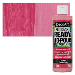 DecoArt Fluid Art Ready-To-Pour Acrylic - Fuschia, 8 oz Bottle and swatch