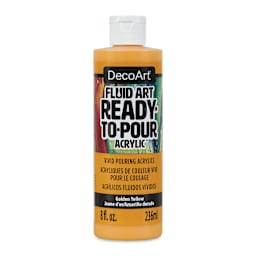 DecoArt Fluid Art Ready-To-Pour Acrylic - Golden Yellow, 8 oz Bottle (Front)