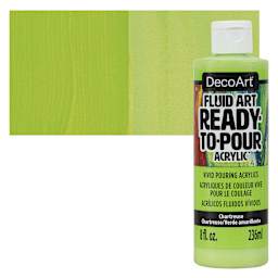 DecoArt Fluid Art Ready-To-Pour Acrylic - Chartreuse, 8 oz Bottle and swatch