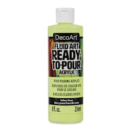 DecoArt Fluid Art Ready-To-Pour Acrylic - Neon Yellow, 8 oz Bottle (Front)