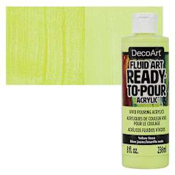 DecoArt Fluid Art Ready-To-Pour Acrylic - Neon Yellow, 8 oz Bottle and swatch