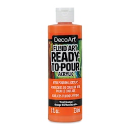 DecoArt Fluid Art Ready-To-Pour Acrylic - Vivid Orange, 8 oz Bottle (Front)