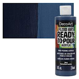 DecoArt Fluid Art Ready-To-Pour Acrylic - Navy, 8 oz Bottle and swatch