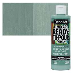 DecoArt Fluid Art Ready-To-Pour Acrylic - Dusty Aqua, 8 oz Bottle and swatch