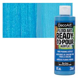 DecoArt Fluid Art Ready-To-Pour Acrylic - Neon Blue, 8 oz Bottle and swatch