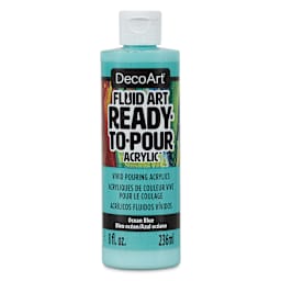 DecoArt Fluid Art Ready-To-Pour Acrylic - Ocean Blue, 8 oz Bottle (Front)