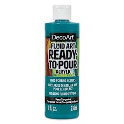 DecoArt Fluid Art Ready-To-Pour Acrylic - Deep Turquoise, 8 oz Bottle (Front)