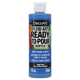 DecoArt Fluid Art Ready-To-Pour Acrylic - Bright Blue, 8 oz bottle (Front)