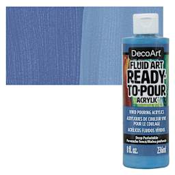 DecoArt Fluid Art Ready-To-Pour Acrylic - Deep Periwinkle, 8 oz Bottle and swatch
