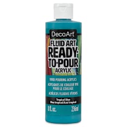 DecoArt Fluid Art Ready-To-Pour Acrylic - Tropical Blue, 8 oz Bottle (Front)