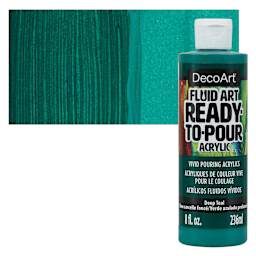 DecoArt Fluid Art Ready-To-Pour Acrylic - Deep Teal, 8 oz Bottle and swatch