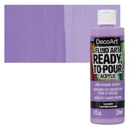 DecoArt Fluid Art Ready-To-Pour Acrylic - Lavender, 8 oz Bottle and swatch
