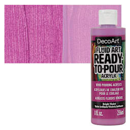 DecoArt Fluid Art Ready-To-Pour Acrylic - Bright Violet, 8 oz Bottle and swatch