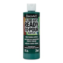 DecoArt Fluid Art Ready-To-Pour Acrylic - Emerald Green, 8 oz Bottle (Front)