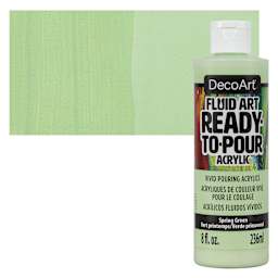 DecoArt Fluid Art Ready-To-Pour Acrylic - Spring Green, 8 oz Bottle and swatch
