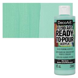 DecoArt Fluid Art Ready-To-Pour Acrylic - Mint Green, 8 oz Bottle and swatch