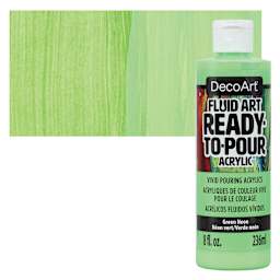 DecoArt Fluid Art Ready-To-Pour Acrylic - Neon Green, 8 oz Bottle and swatch