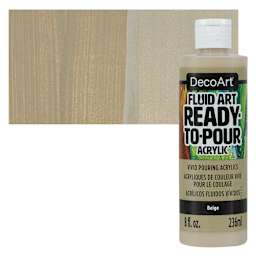 DecoArt Fluid Art Ready-To-Pour Acrylic - Beige, 8 oz Bottle and swatch